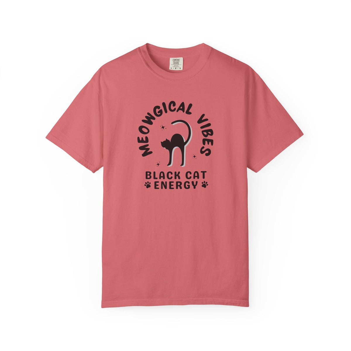 Pink t-shirt with vintage-style graphic and text on a white background