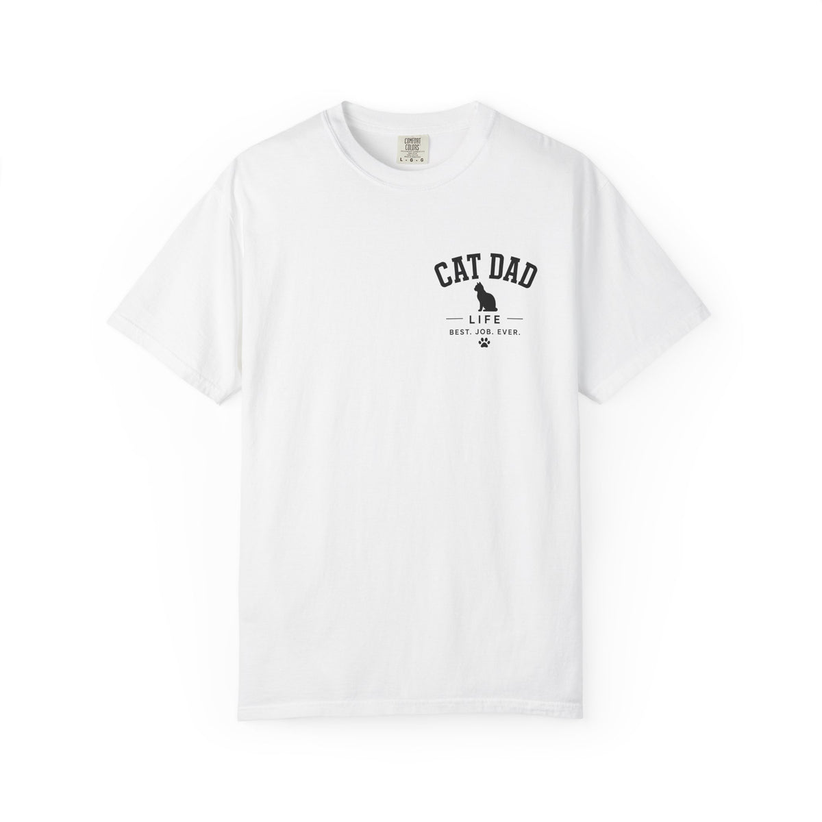 White t-shirt with Kdog Apparel logo on a white background