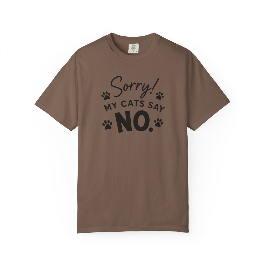 Brown t-shirt with pink graphic and text on a white background